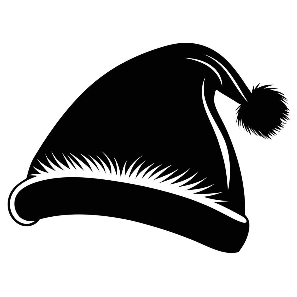 Isolated Silhouette of a Red and White Santa Claus Hat with a Curved Brim vector