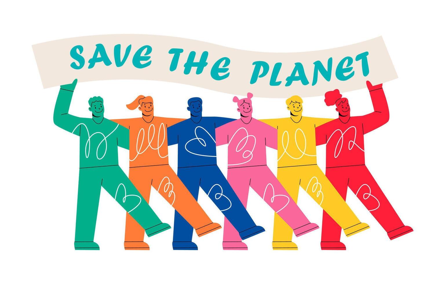 Ecology protest, ecological movement. Environmental activism concept. Colorful illustration vector