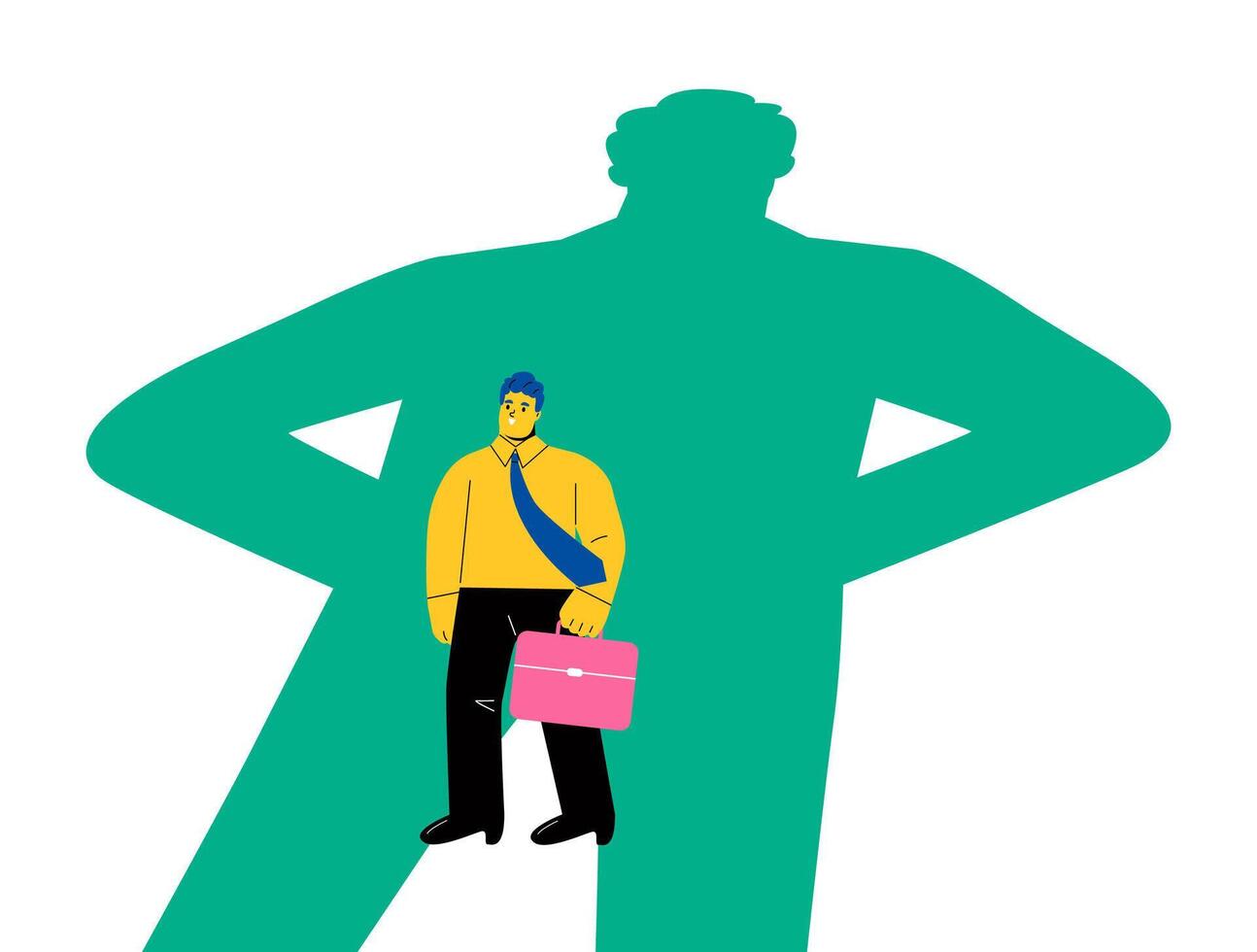 Under a shadow of a powerful leader. Flat illustration isolated on white background vector