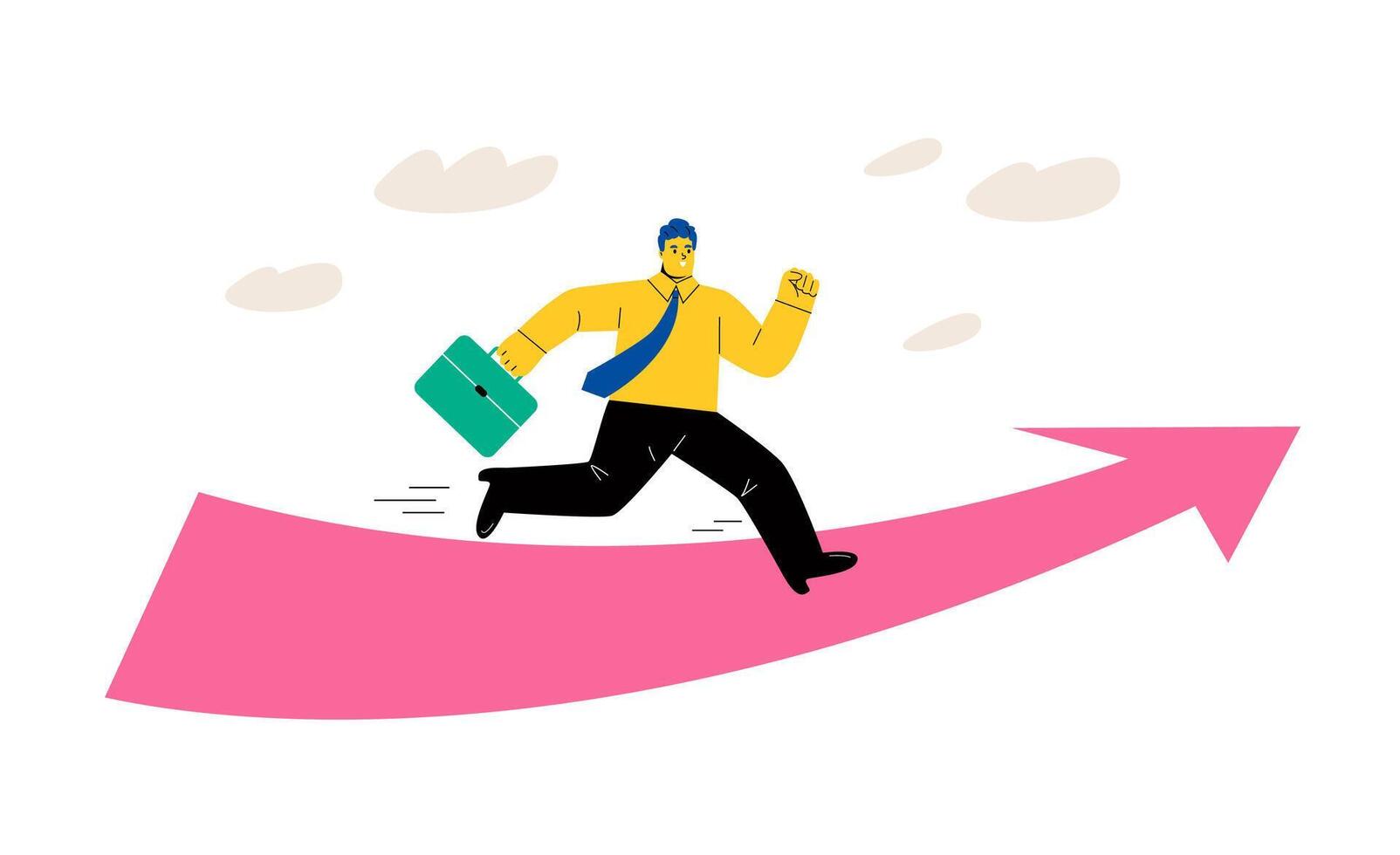 Start up business, Business man runnnig on arrow towards the goal, Career, Success, Business concept. Flat illustration isolated on white background vector