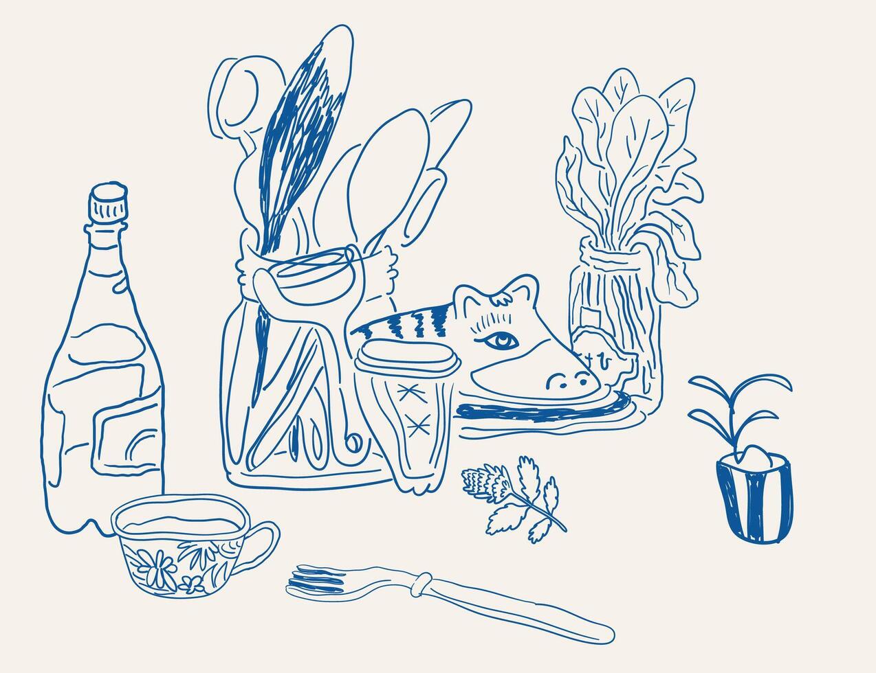 composition in hand drawn style vector