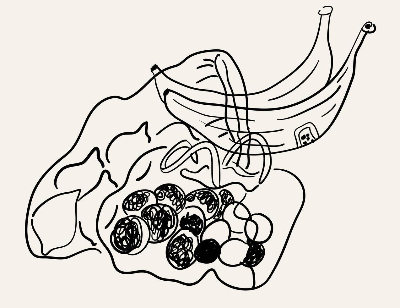 fruits after shopping in hand drawn style vector