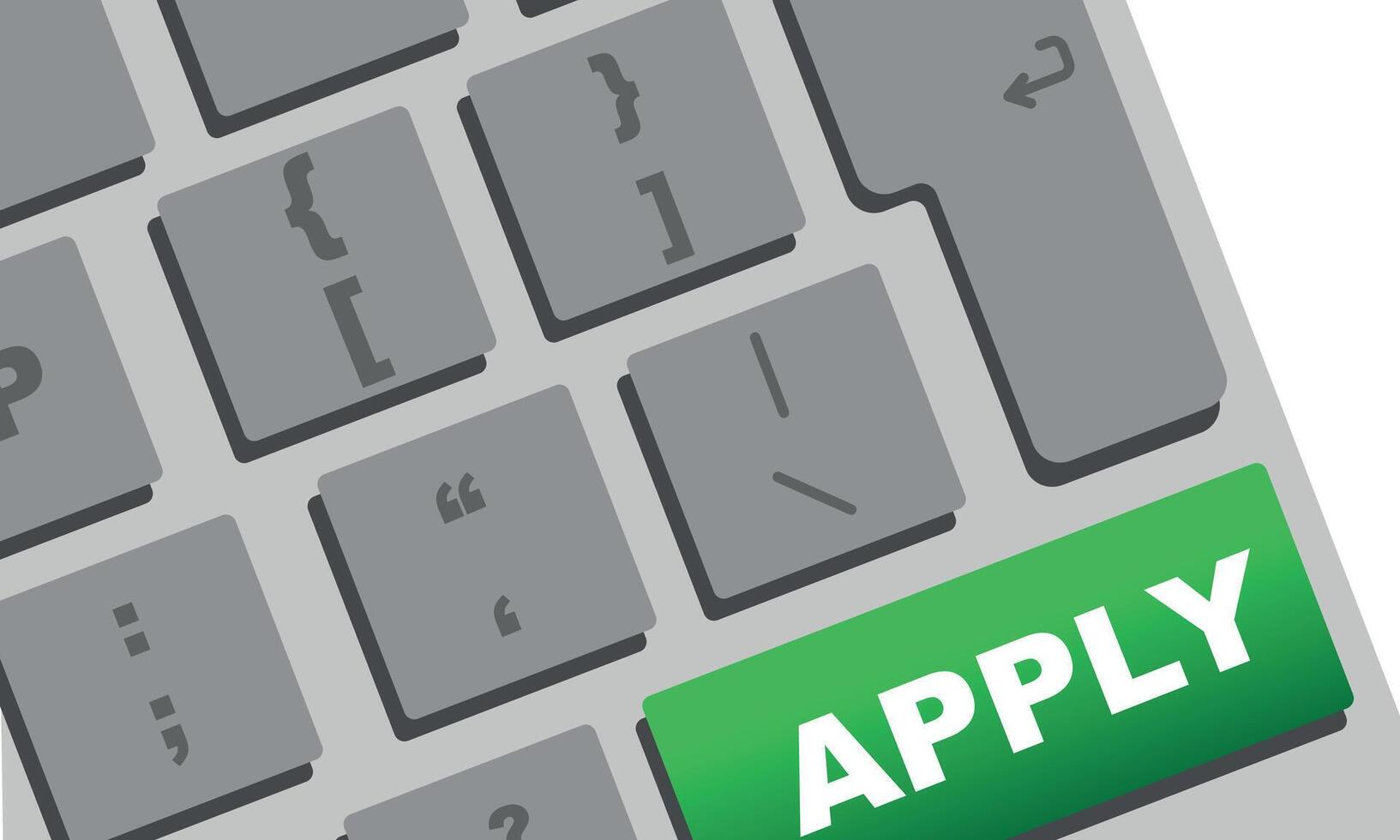 APPLY button on laptop keyboard, applying for a new career concept, apply now web button, job application finance or insurance element vector
