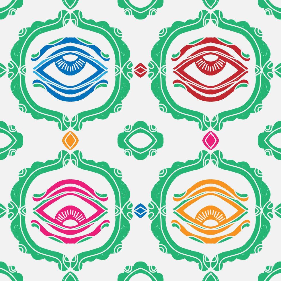 a colorful pattern with an eye on it vector