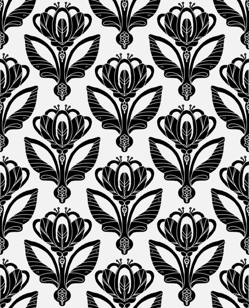 a black and white floral. pattern vector