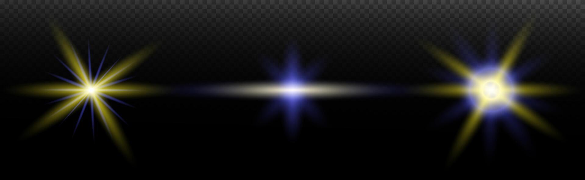three. different, colored lights on a black background vector