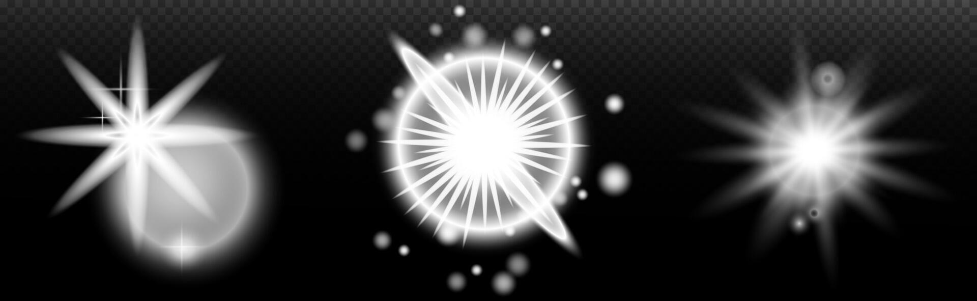 a set of four white ,stars on a black background vector