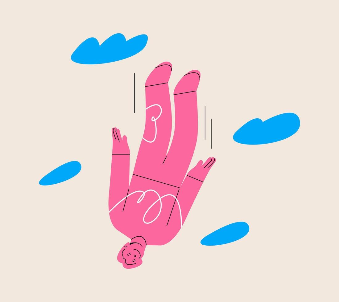 Freedom. Women fly down independent future. Colorful illustration vector