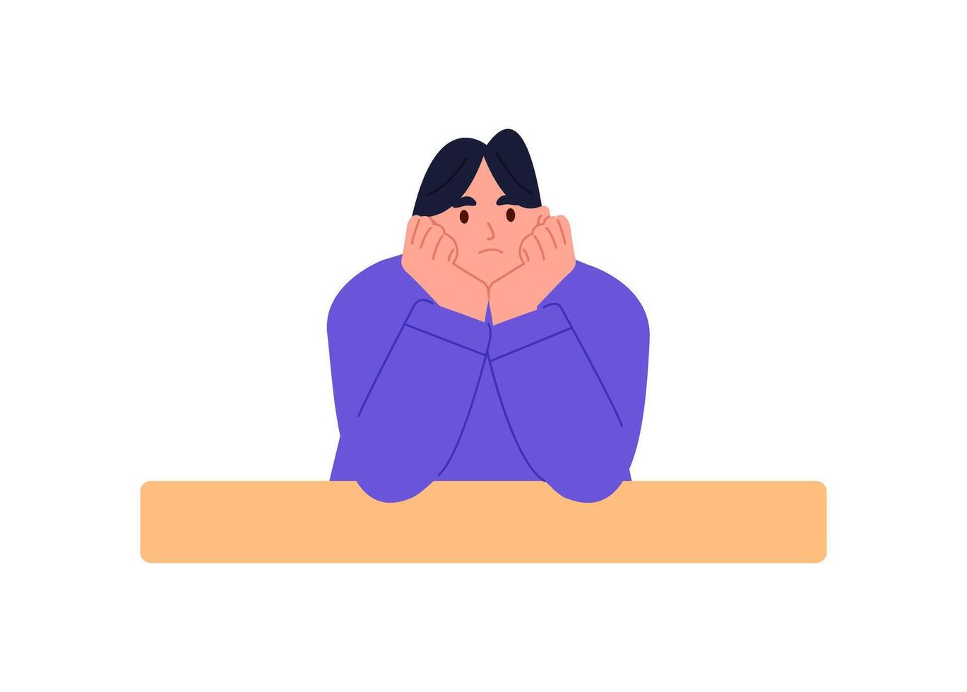 Young woman lying chin resting. Flat illustration isolated on white background vector