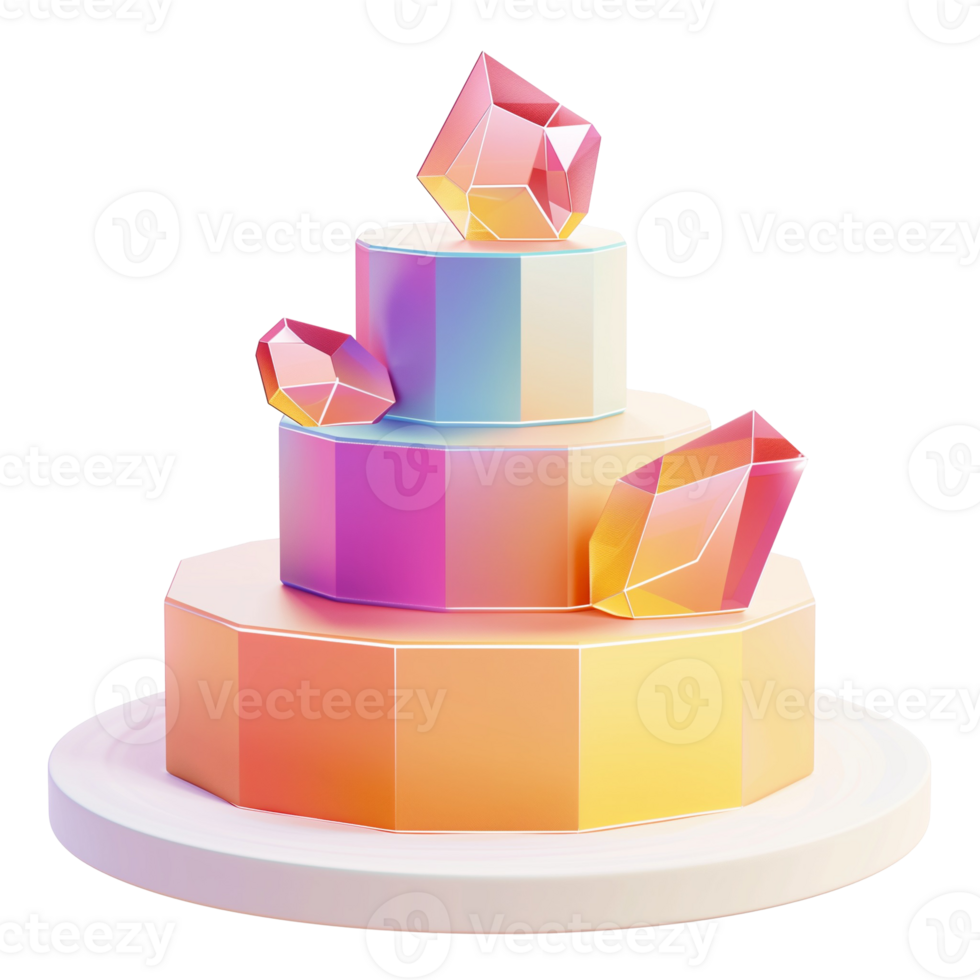 A cake with colorful crystals on top png
