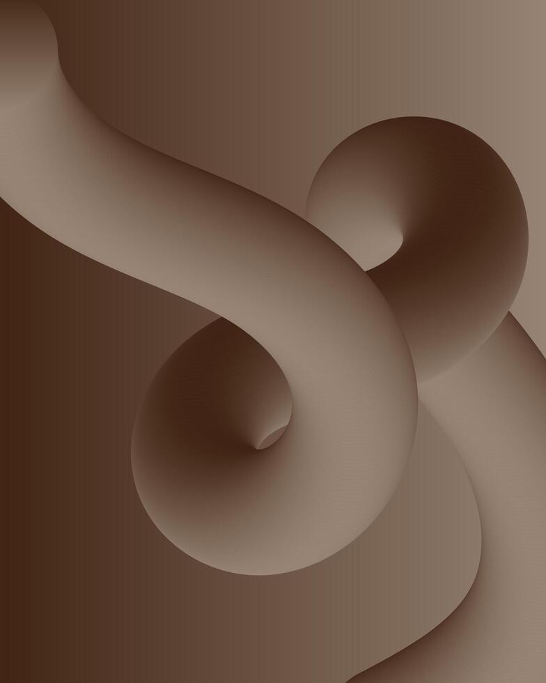 Chocolate wavy background. chocolate cream, dark brown color flowing liquid, smooth silk texture. Swirl flowing waves. Abstract illustration vector