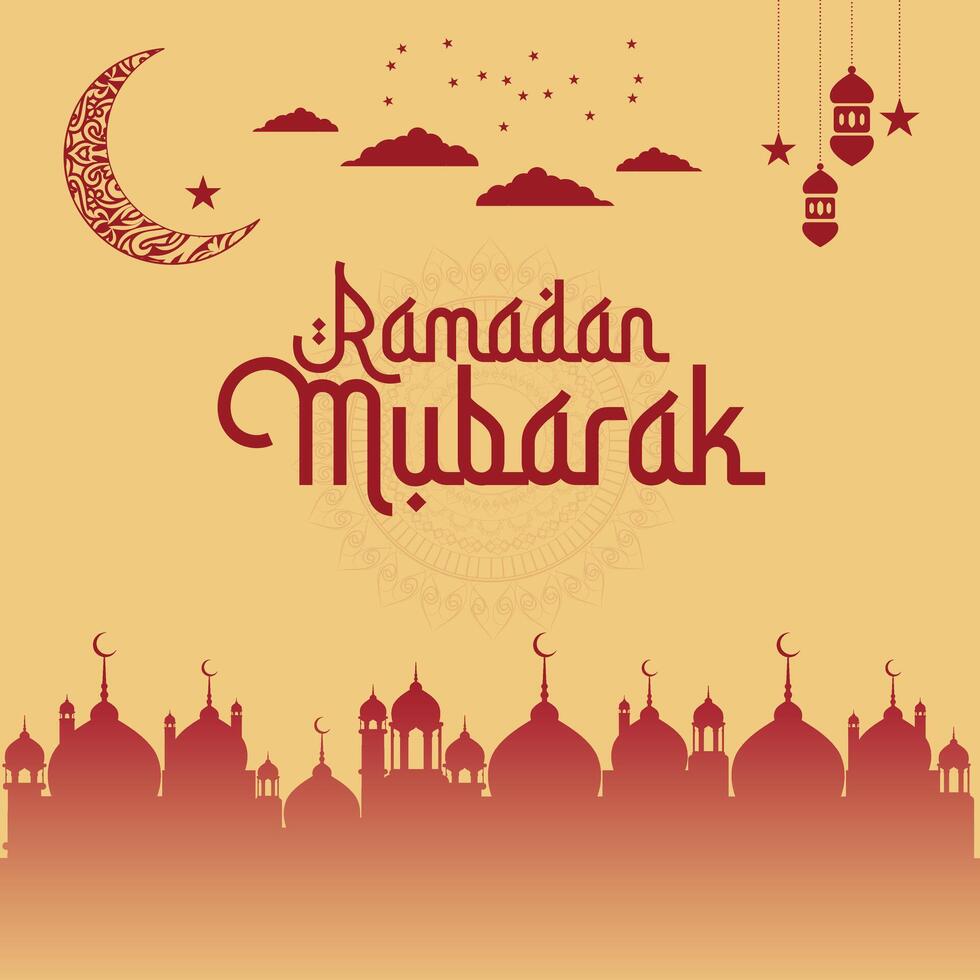 Modern Arabic Ornamental Patterned Background of Islamic Mosque, Design Greeting Card for Ramadan Kareem vector