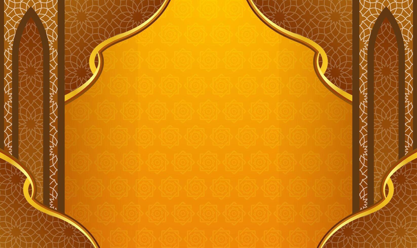 Golden Islamic Arch Background with Ornate Patterns vector