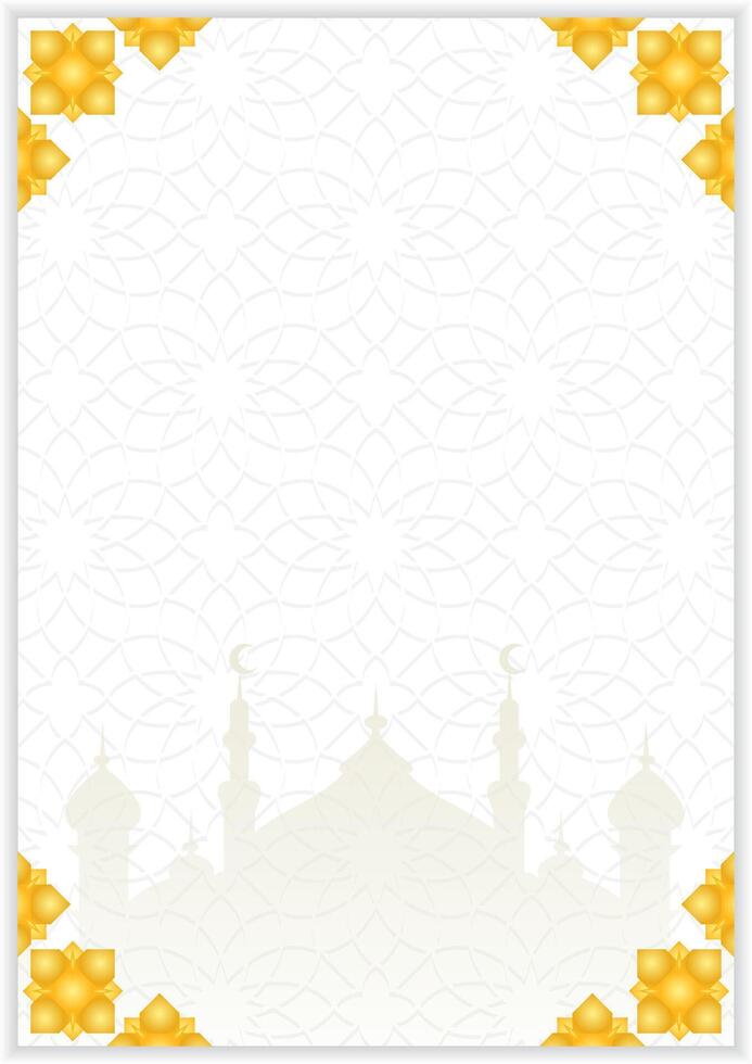 Islamic Greeting Card Template with Mosque Frame and Gold Accents vector