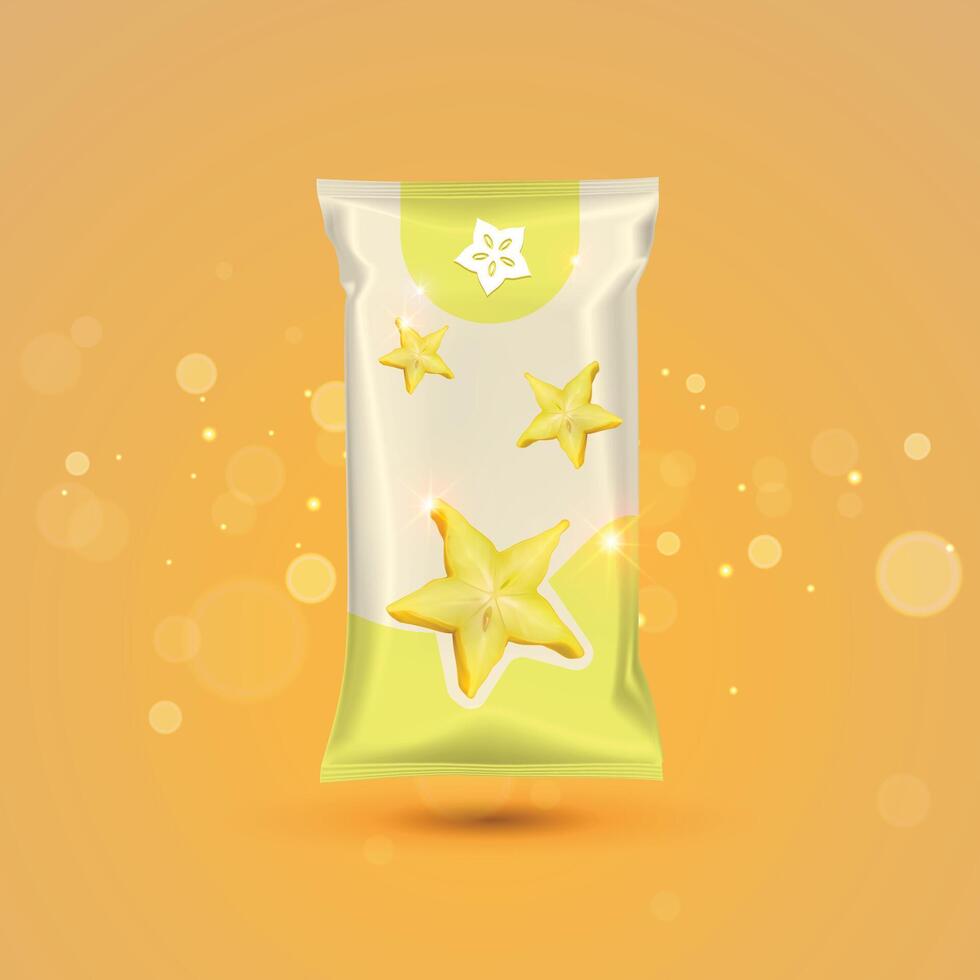 Star fruit product packaging mockup with Background vector