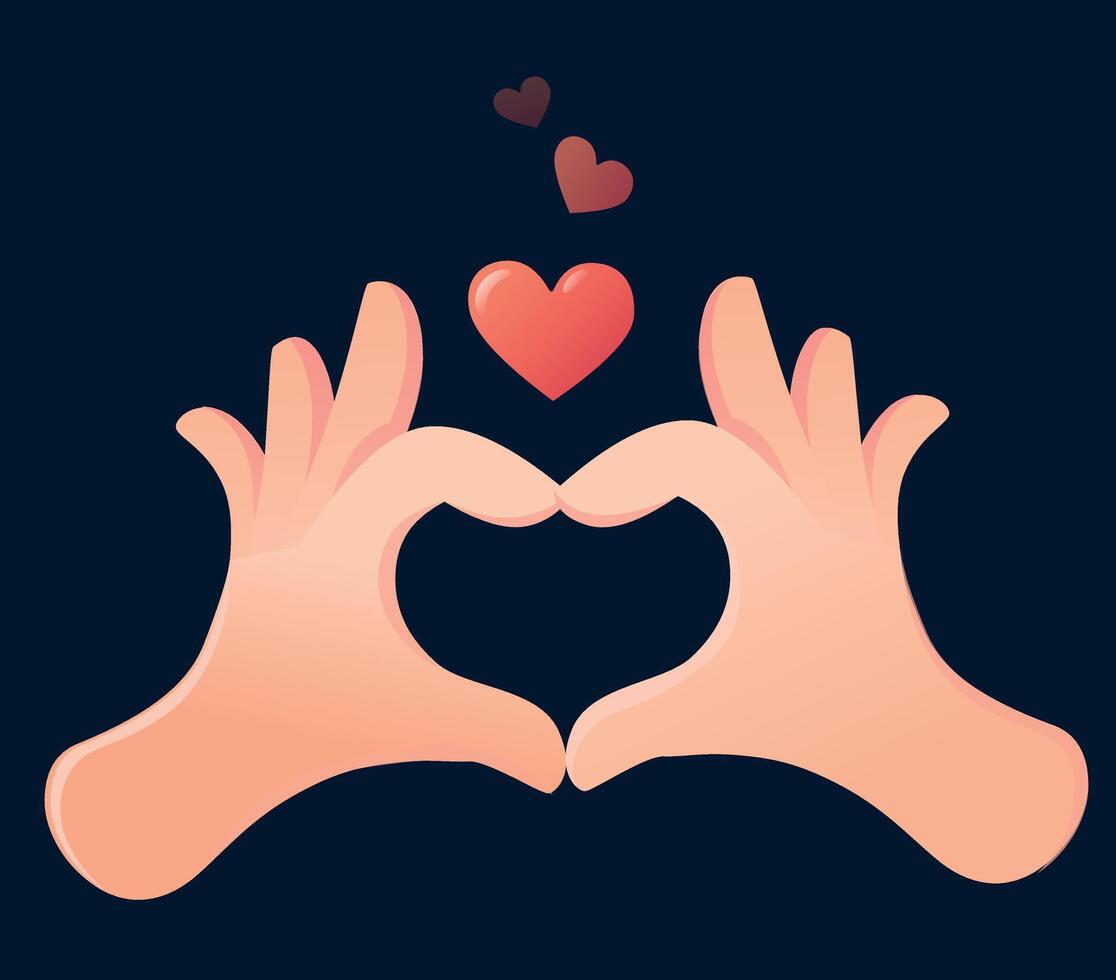 Hands forming a heart shape with love and romance theme vector