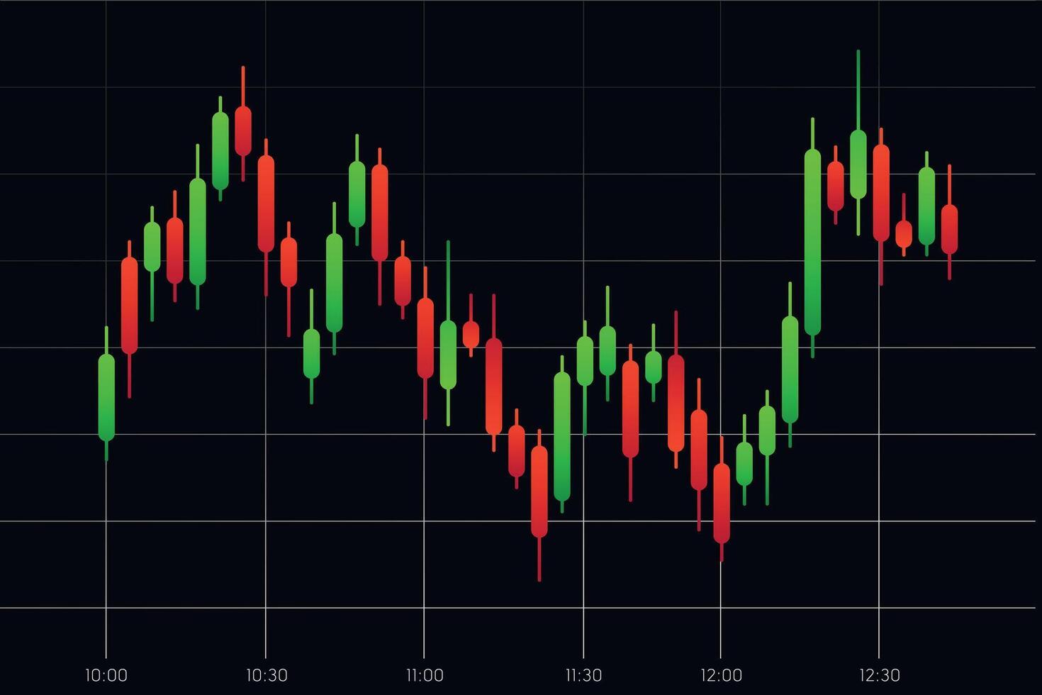 Stock market trading graph with green and red candlestick chart vector