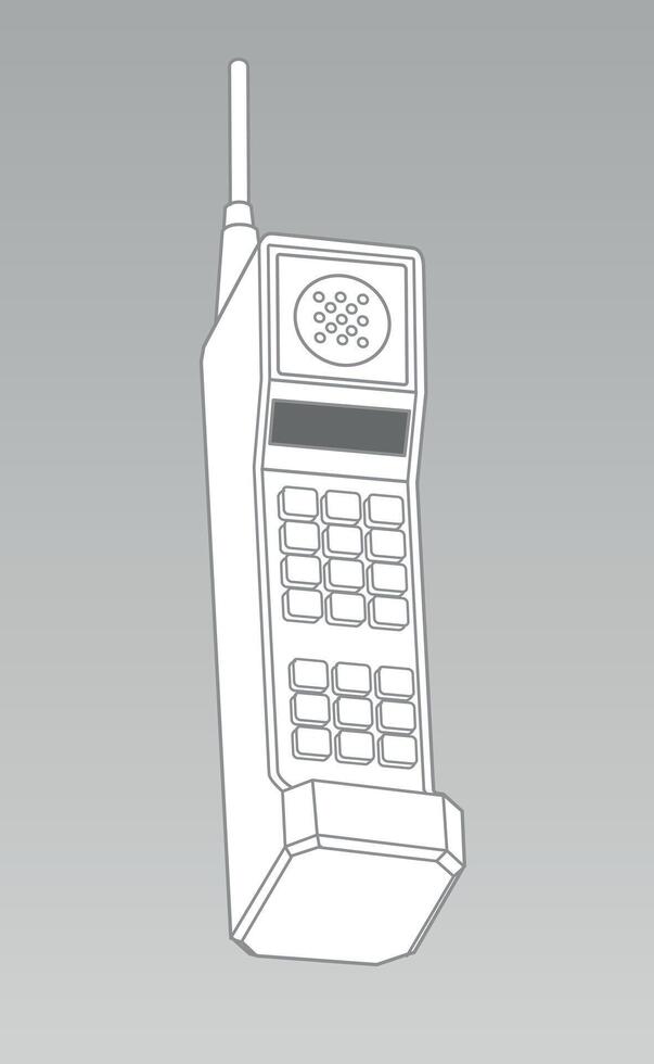 Vintage retro mobile phone with large buttons and antenna vector