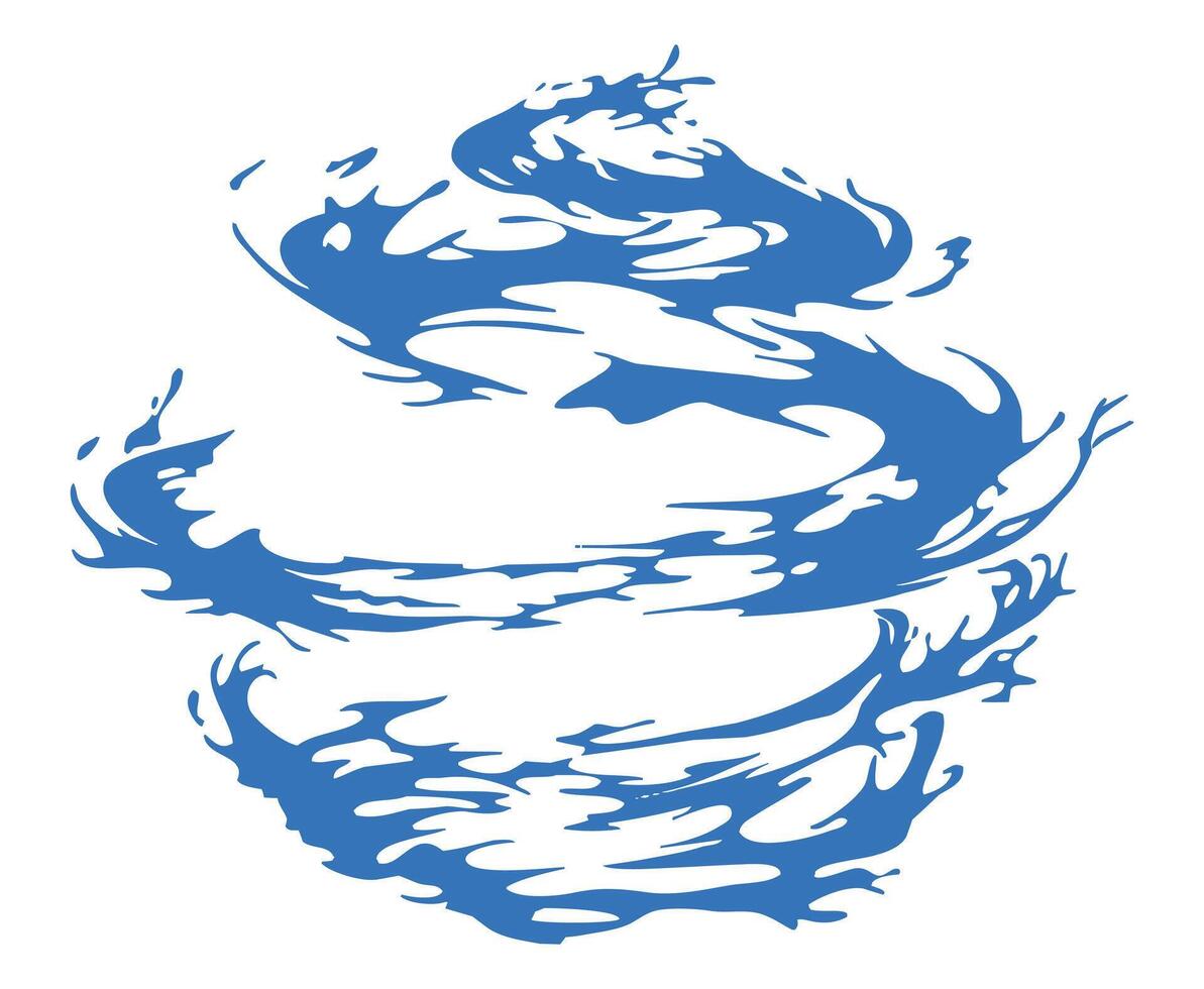 Swirling water flow into a spiral ball. A whirlpool of water. Abstract Swirling Smoke Tornado Illustration vector