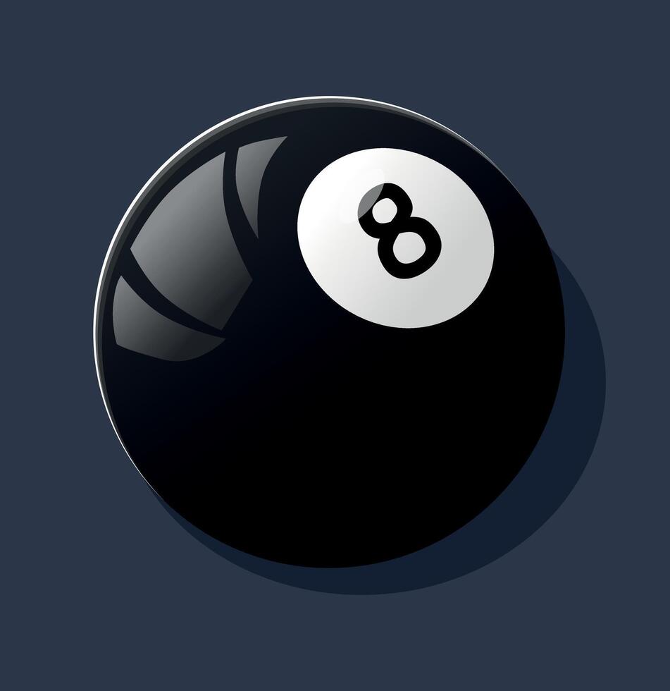 Classic black eight-ball used in billiards games vector