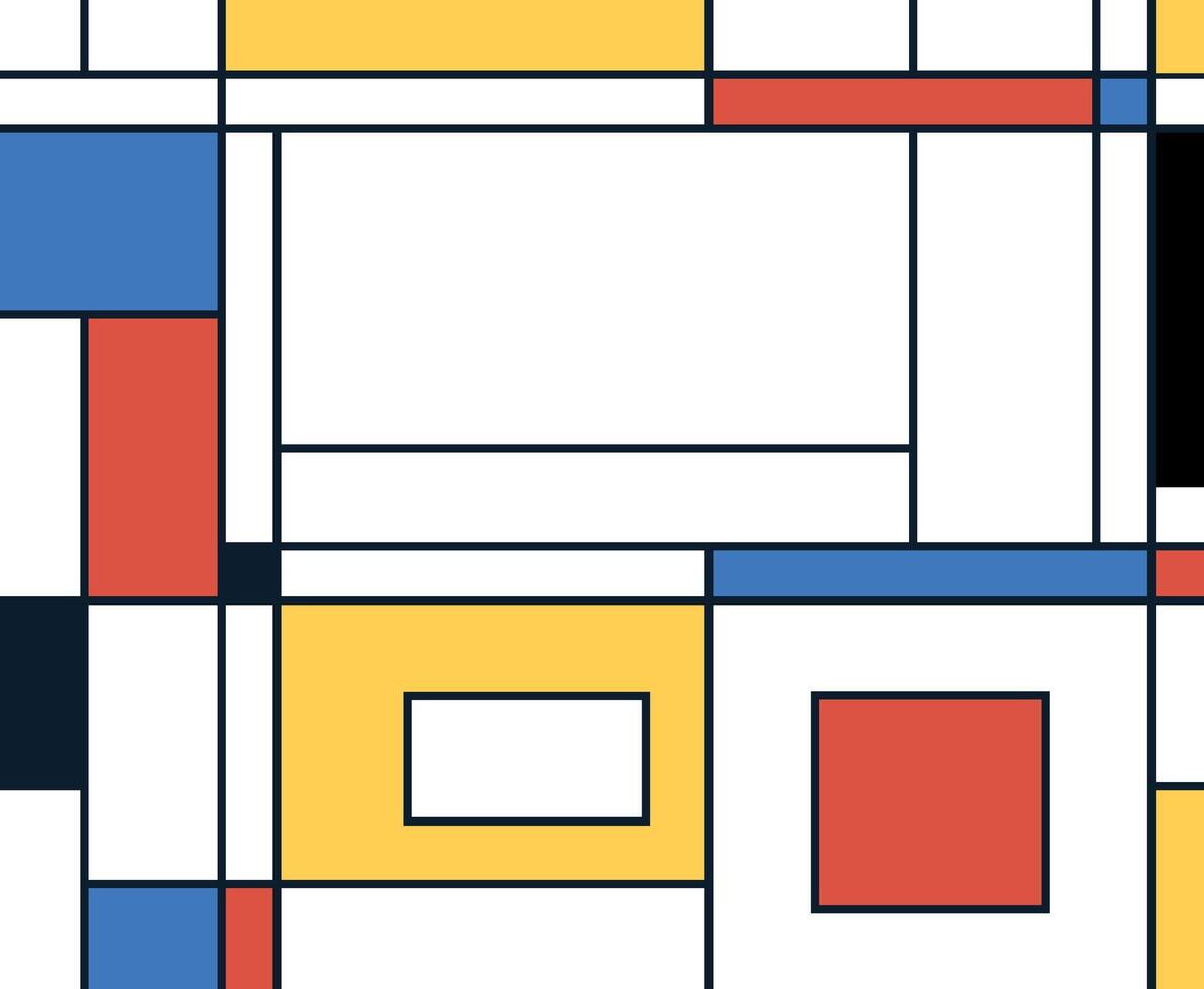 Modern Bauhaus Style Composition with Geometric Shapes. Mondrian Inspired Abstract Composition with Geometric Shapes vector