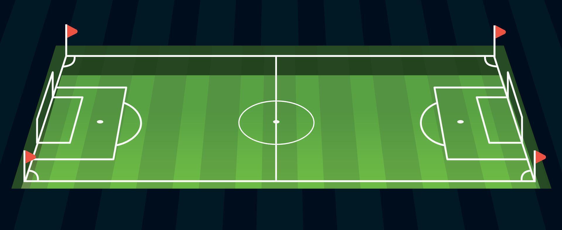 Football pitch with green grass and stadium markings vector