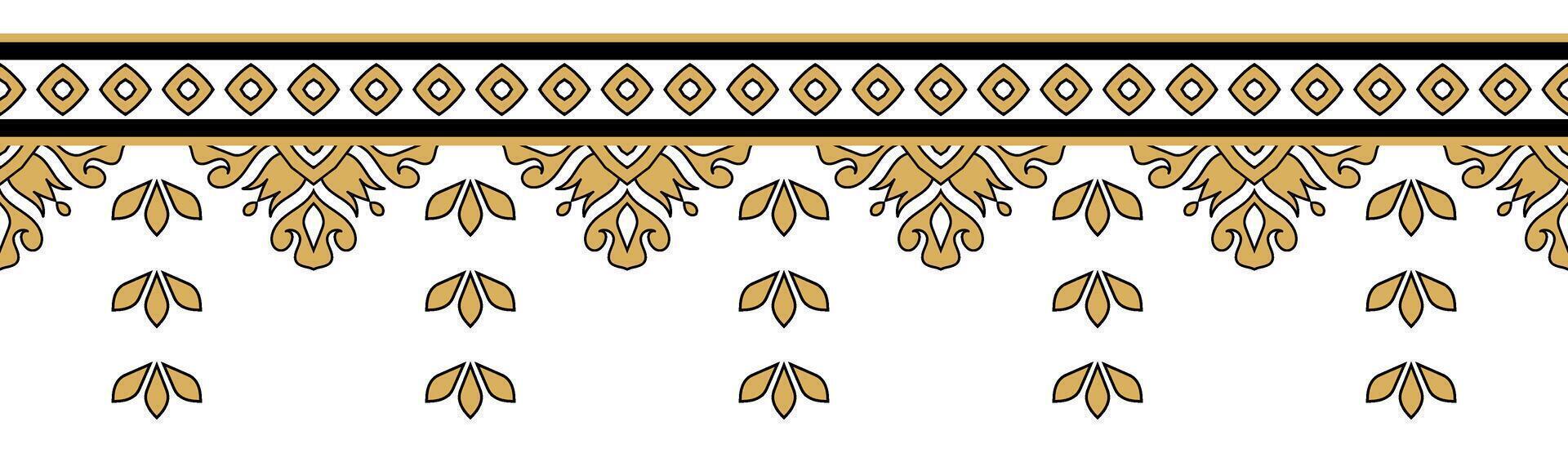 Ethnic Fabric Border Vintage Indian Pattern Style. vector