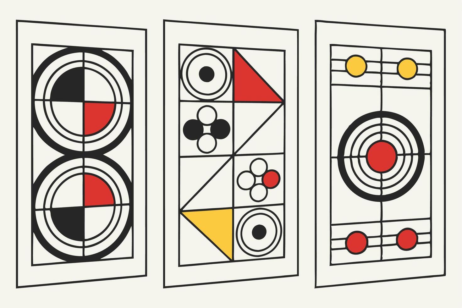 Geometric Abstract Art with Bold Red and Black Designs vector
