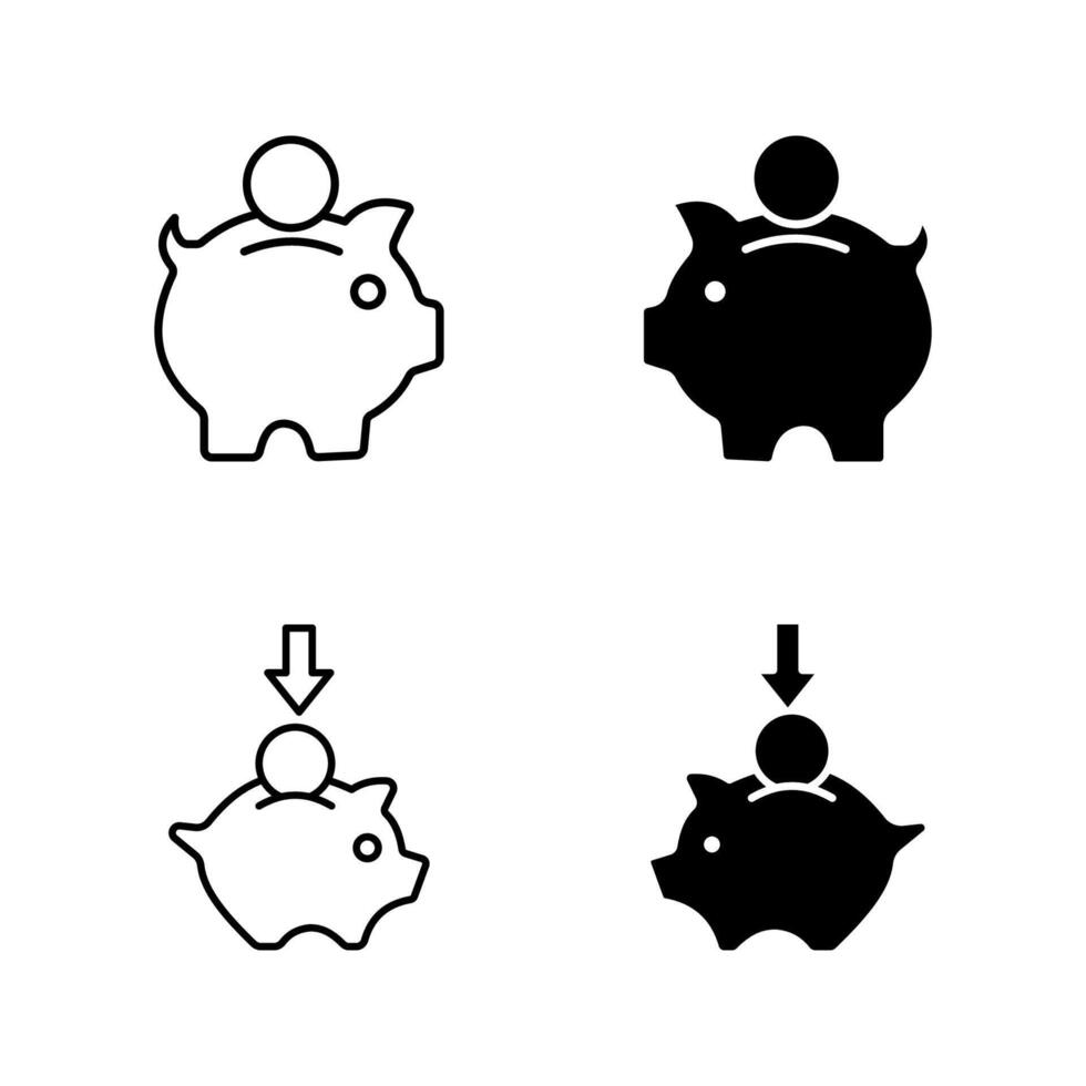 piggy bank icon set vector