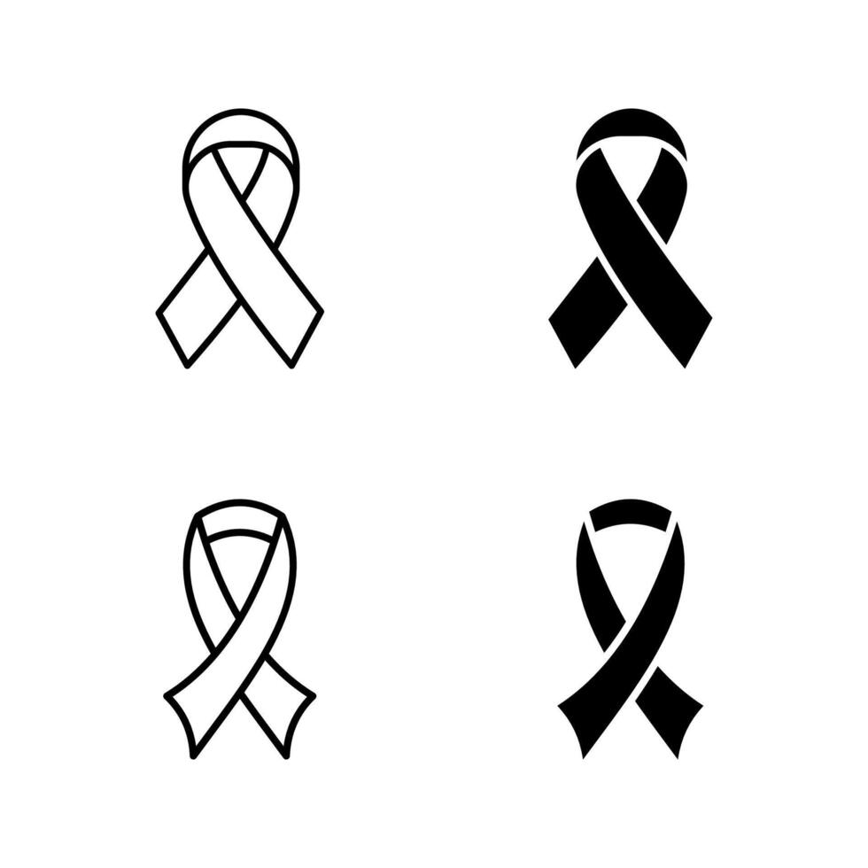 awareness ribbon icon set vector