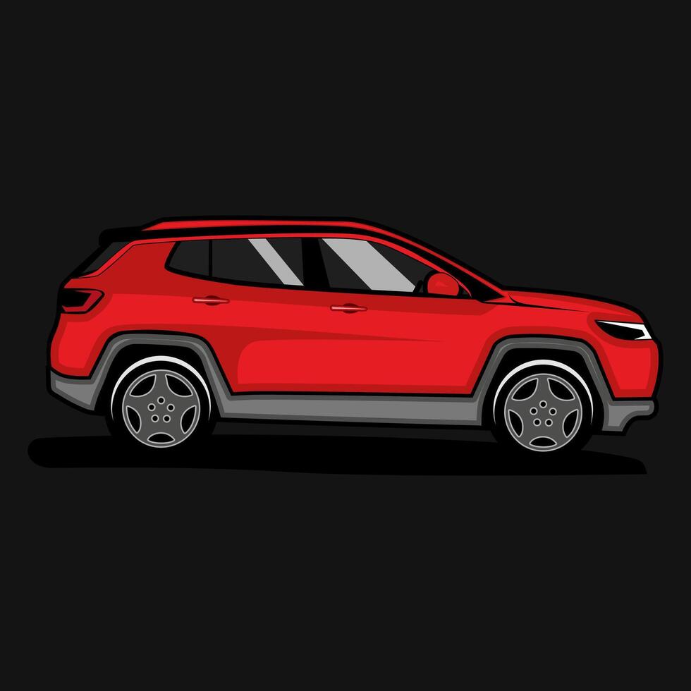 red suv car side view illustration design art vector
