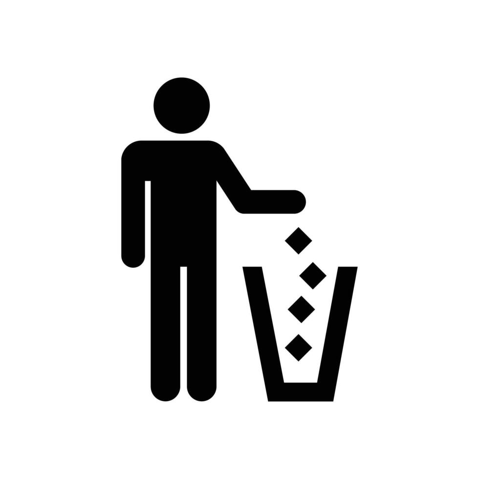 Keep Clean Icon - Throw Trash Rubbish in Trashcan Can Waste Litter vector