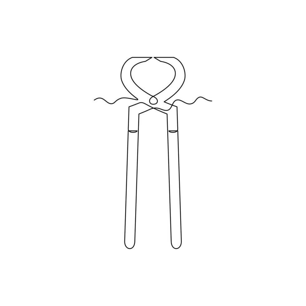 one line art pincers tool illustration. line art, one continuous line, simple, hand drawn and sketch style. for icons, symbols, signs or logos vector