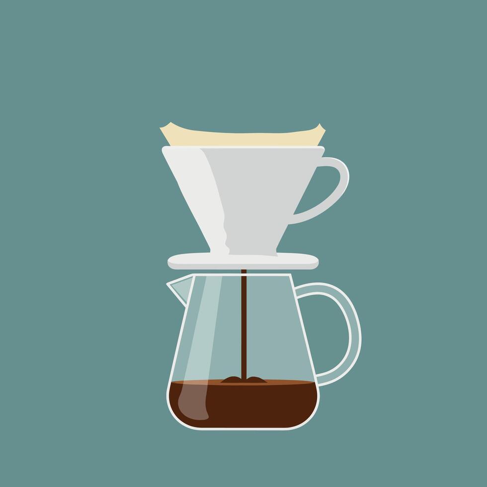 a coffee pot with a coffee filter on top vector