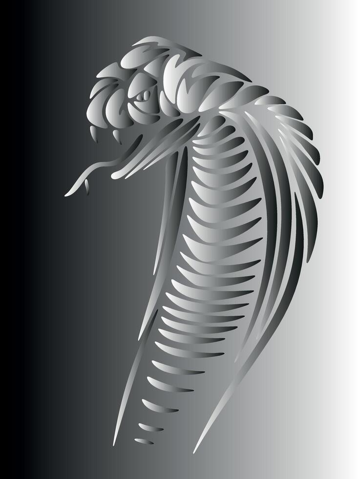 An abstract and minimalist design of a cobra, emphasizing its skeletal structure with smooth lines and sharp, elegant curves. vector