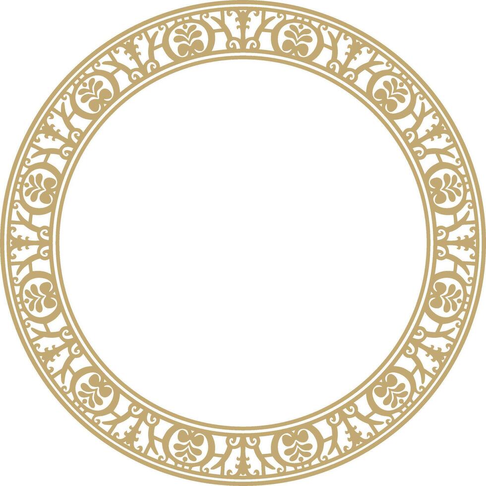 round gold border, frame, Pompeii ring. Circle Neopolitan ornament. Art Ancient Rome vector