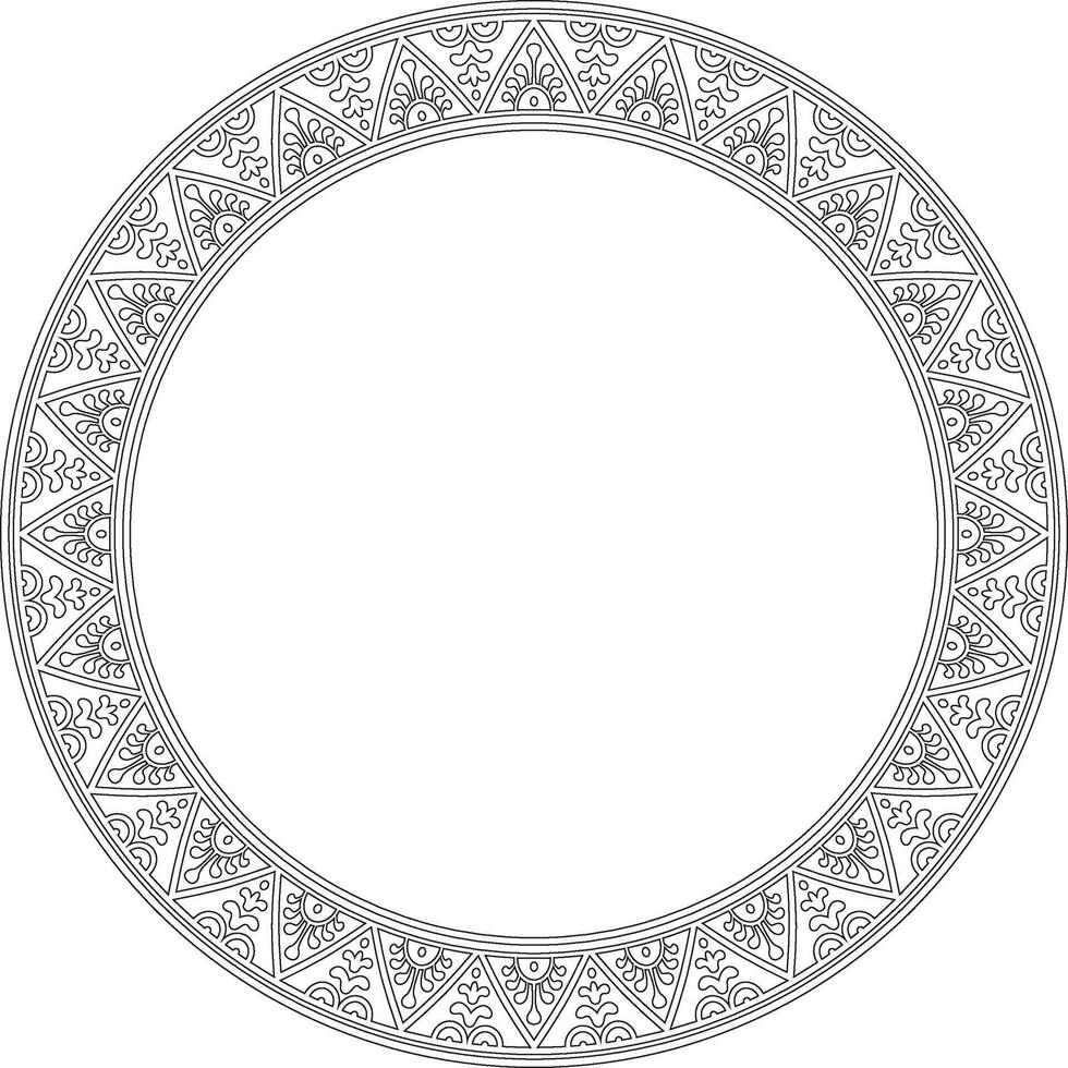 round black contour border, frame, Pompeii ring. Circle Neopolitan ornament. Art of Ancient Rome. Template stained glass vector