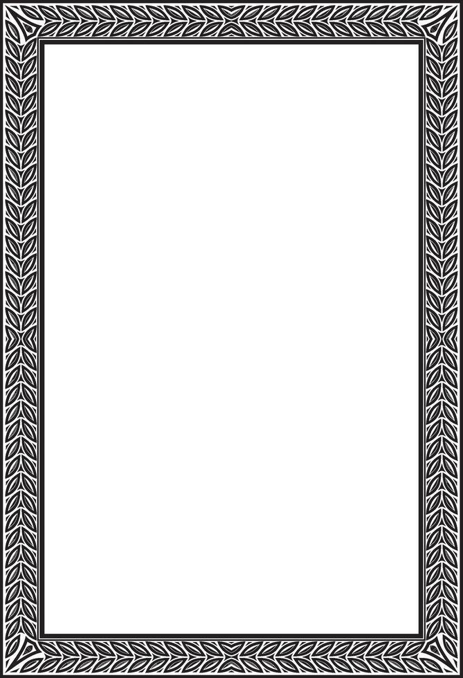 monochrome black square Yakut ornament. An endless rectangular border, a frame of the northern peoples of Far East. vector