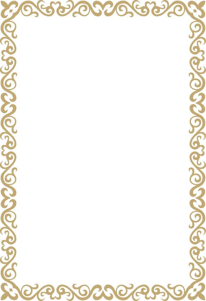 golden square Kazakh national ornament. Ethnic pattern of the peoples of Great Steppe, vector