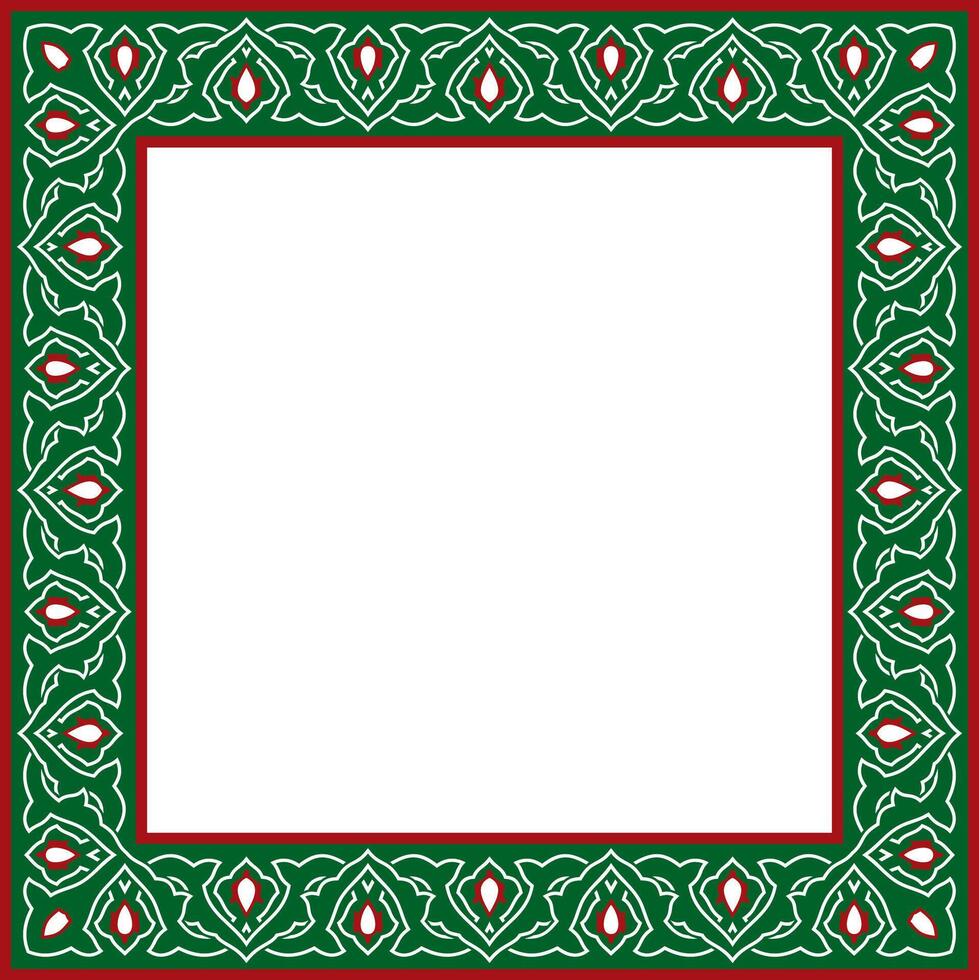 colored square Turkish national ornament. Ottoman border, frame. Ethnic floral rectangle, Seljuk Turks pattern. Decoration of Sultan's palaces vector