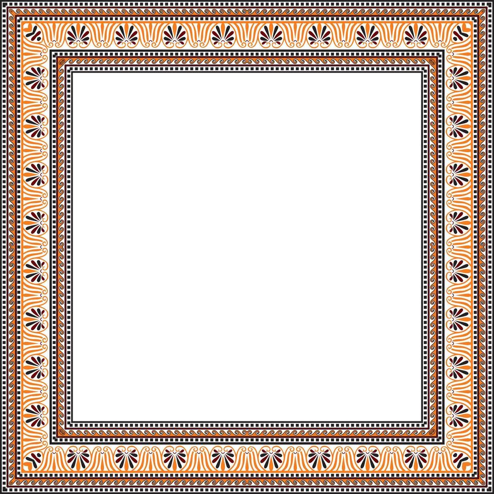 colored classic Greek square ornament. Rectangle of Ancient Greece and Roman Empire. Byzantine painting of walls, floors and ceilings. Decor of European palaces. vector