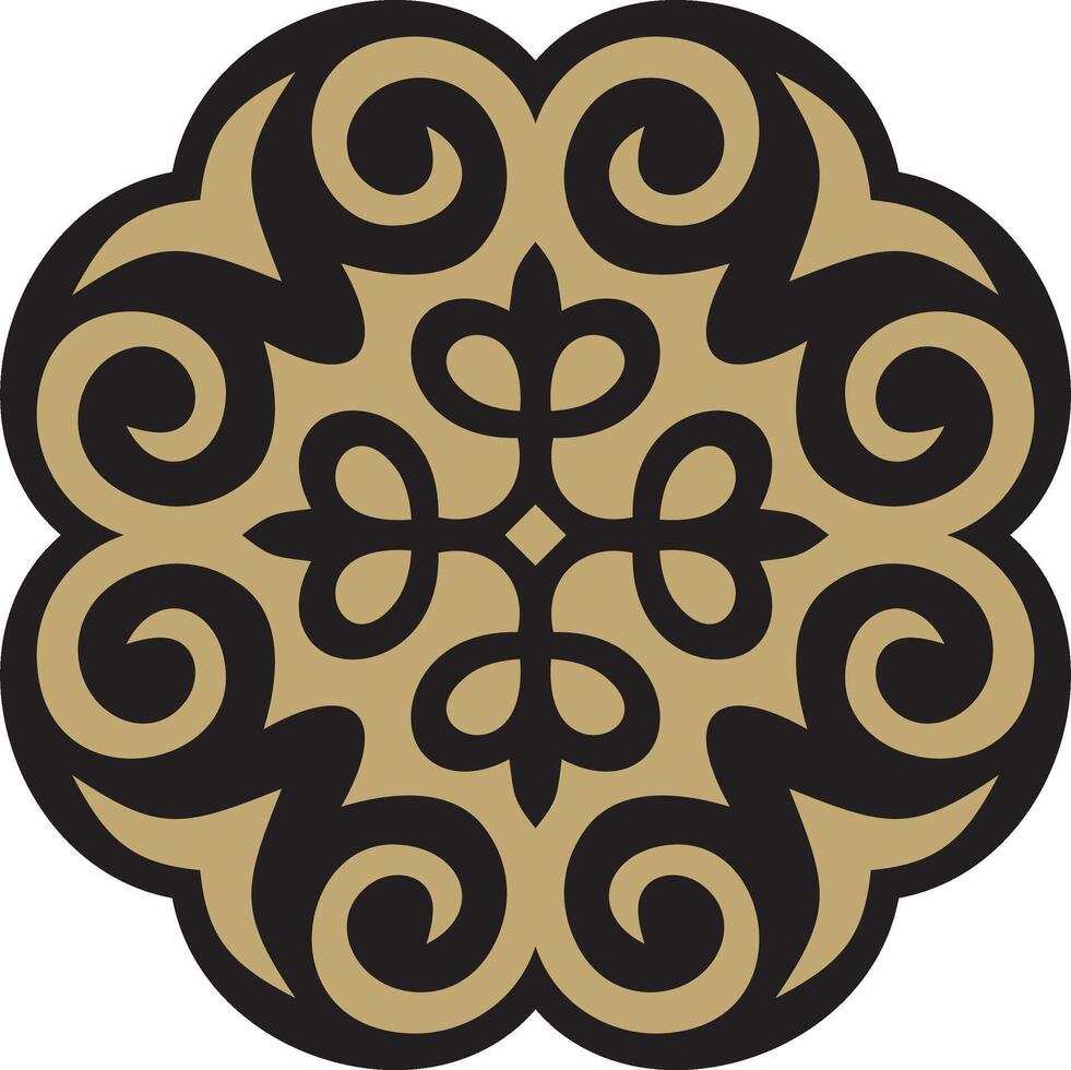 golden and black Kazakh national ornament. Ethnic pattern of the peoples of Great Steppe vector