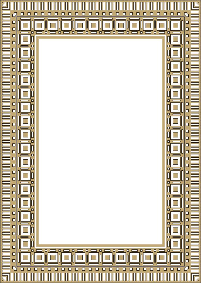 square Assyrian gold and black ornament. Rectangle, border, frame of Mesopatamia. Pattern of ancient East. vector