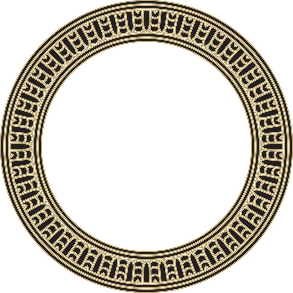 gold with black round Egyptian ornament. Circle, frame, ring of ancient Egypt.Pattern of lotus flower vector
