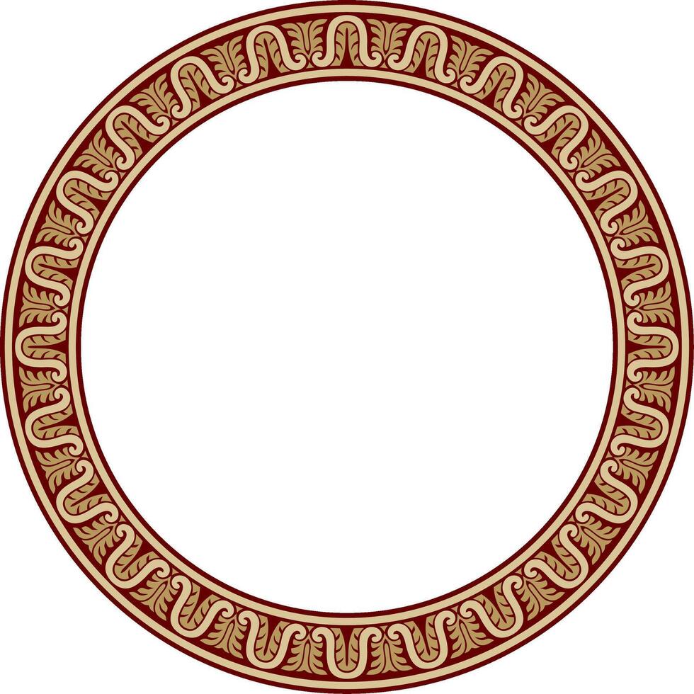 gold and red round classic renaissance ornament. Circle, ring european border, revival style frame. vector