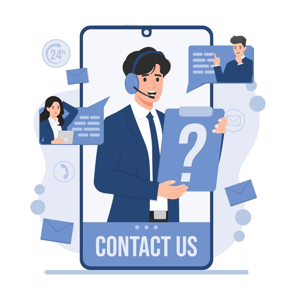 Contact us concept. illustration in flat style. Customer support. vector