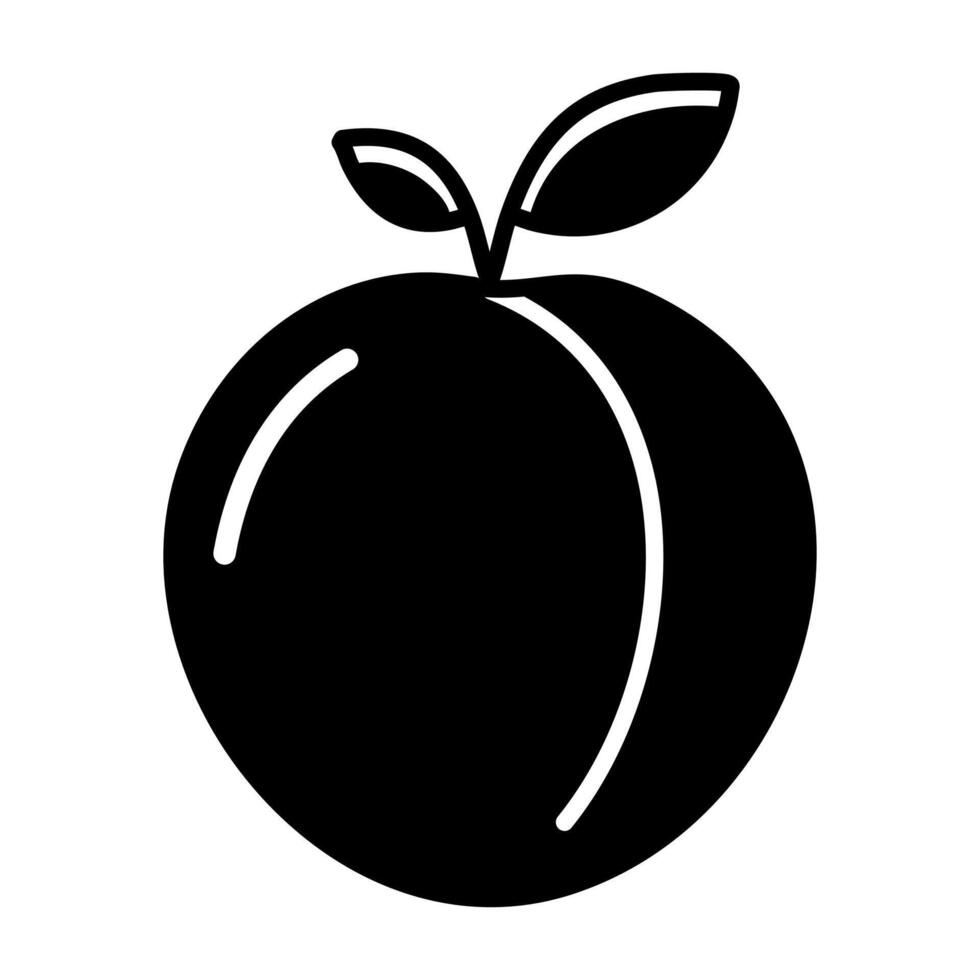 Peach fresh fruit isolated icon illustration design black on white background vector