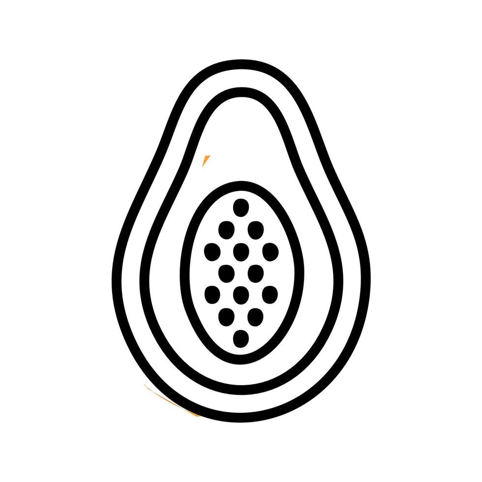 Half slice of papaya fruit outline icon over white background. illustration. vector