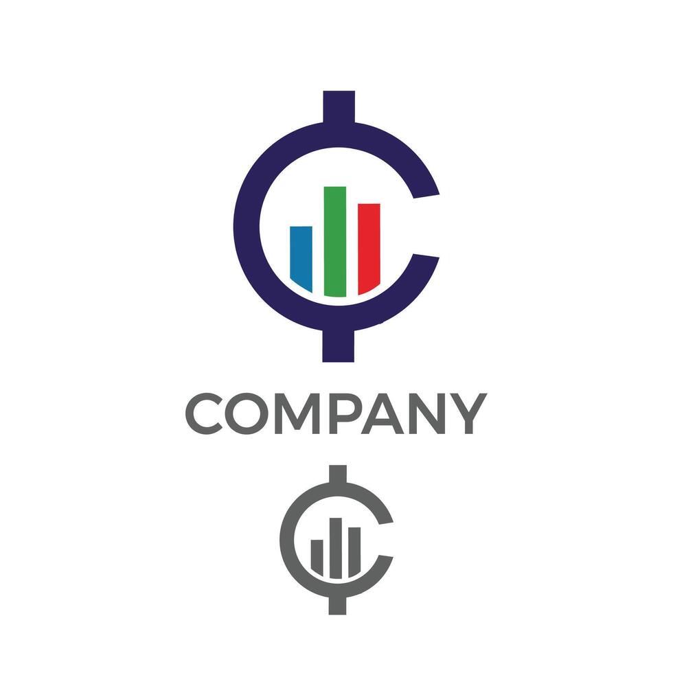 Letter C with graphic bar logo design vector