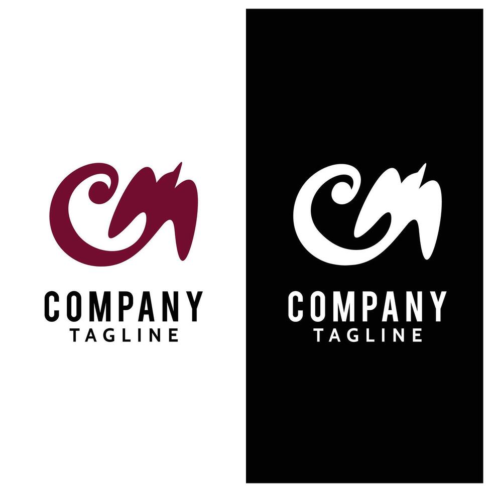Flying Bird forming the letter CM logo design vector